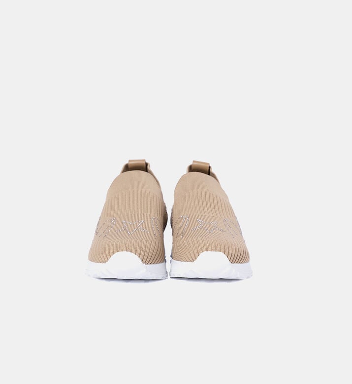 Knit Rhinestone-embellished Slip-ons Sneakers