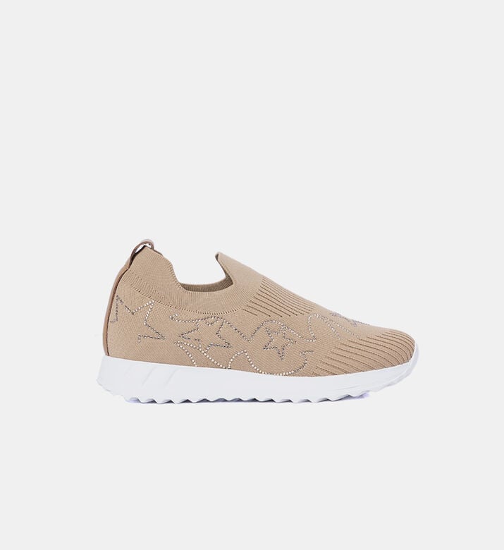 Knit Rhinestone-embellished Slip-ons Sneakers