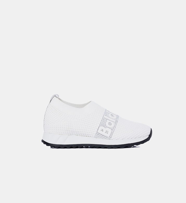 Mesh Rhinestone-embellished Slip-ons